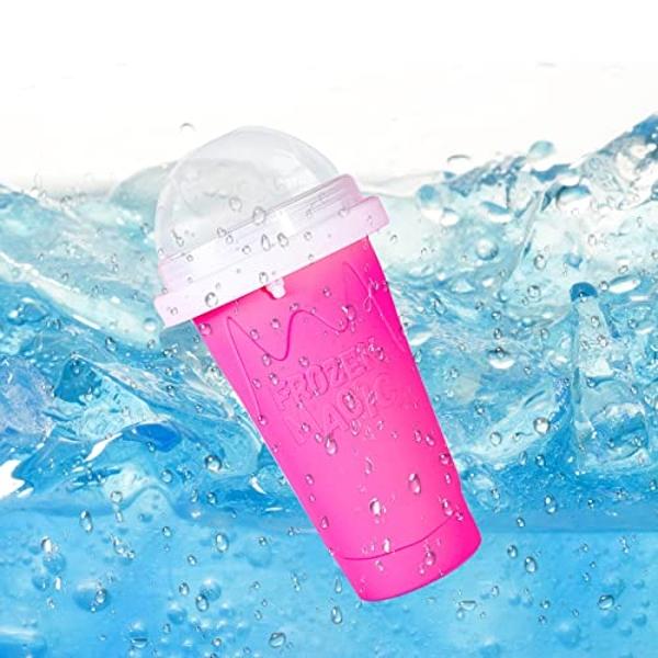 cdbz Slushy Cup Slushie Cups,Machine Slushy Maker Cup,Slushie Maker Squeeze Slushy Machines,Frozen Magic Slushy 2 Pack, Ice Cream Maker Cool Stuff for Juices and Drinks (BLUE+PINK)