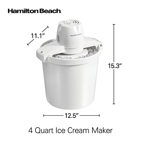 Hamilton Beach Electric Automatic Ice Cream Maker & Frozen Yogurt Machine, Makes Custard, Sorbet, Gelato and Sherbet, 4 Quart, White (68330N)