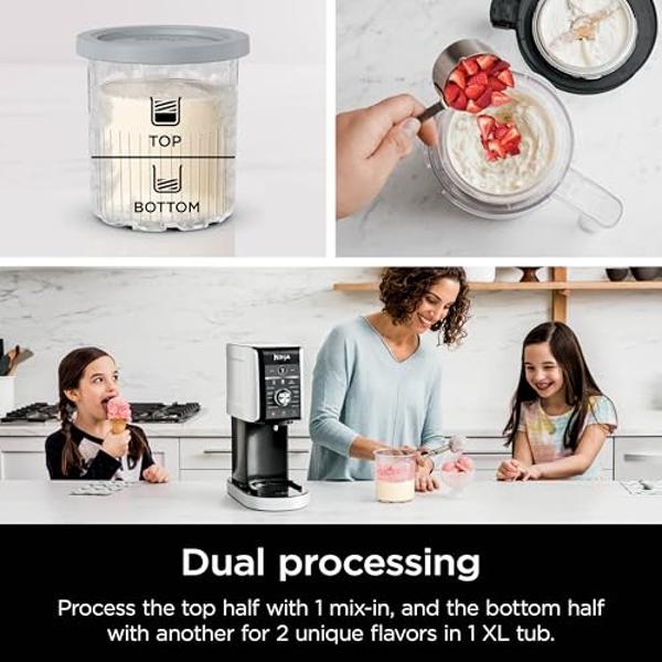 Ninja CREAMi Deluxe Ice Cream & Frozen Treat Maker for Ice Cream, Sorbet, Milkshakes, Frozen Yogurt, & More, 11-in-1, XL Capacity, Silver, Includes (2) Family-Sized 24 oz. Tubs, NC