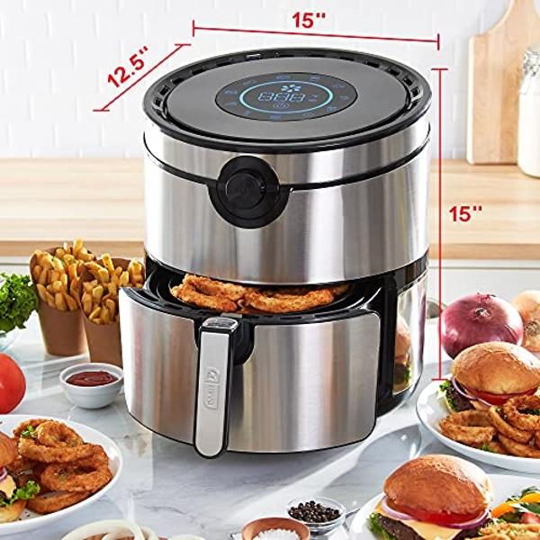 Dash DFAF600GBSS01 AirCrisp Pro Electric Air Fryer + Oven Cooker with Digital Display + 8 Presets, Temperature Control, Non Stick Fry Basket, Recipe Guide + Auto Shut Off Feature, 