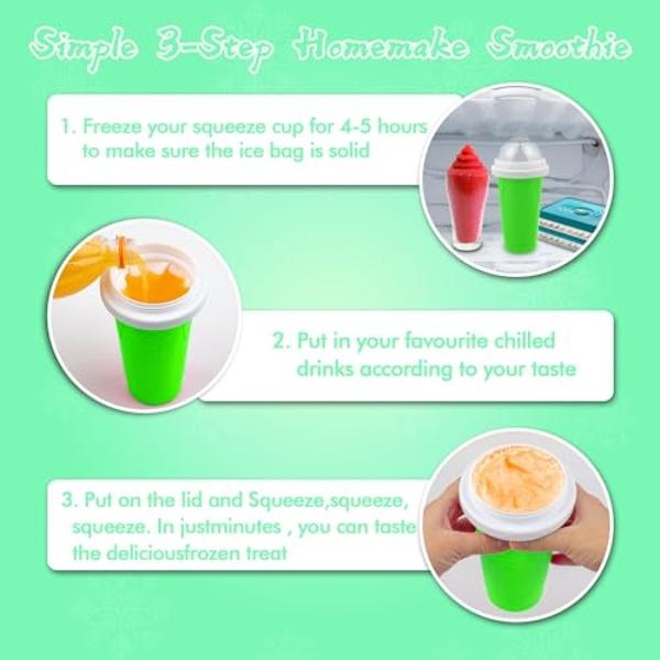 Slushie Maker Cup, Magic Quick Frozen Smoothies Cup for Homemade Milk Shake Ice Cream Maker, Cooling Cup, Double Layer Squeeze Slushy Maker Cup, Birthday Gifts for Friends,Family (