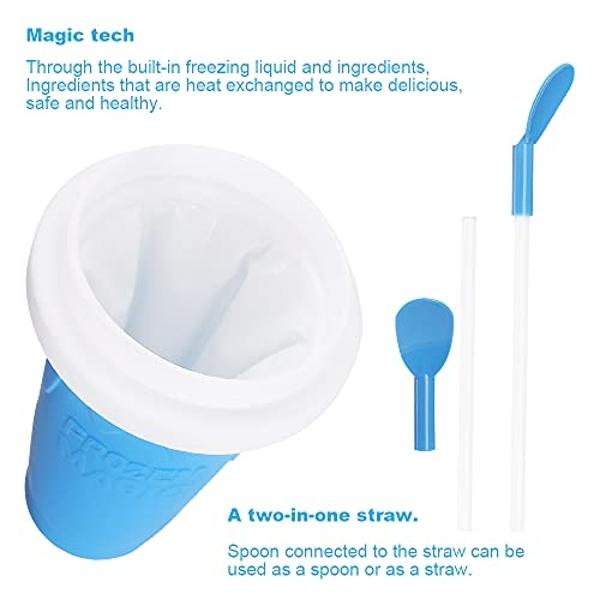 Slushy Maker Cup, Slushie Cup Maker, Milk Cola Juice Squeeze Cup, Magic Quick Freeze Cup, Cooling Cup, Smoothies Cup with Lids and Straws for All Age (Blue)