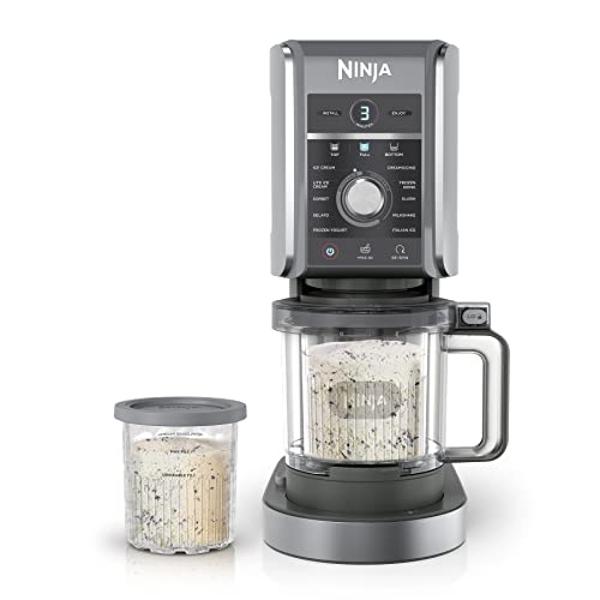 Ninja CREAMi Deluxe Ice Cream & Frozen Treat Maker for Ice Cream, Sorbet, Milkshakes, Frozen Yogurt, & More, 11-in-1, XL Capacity, Silver, Includes (2) Family-Sized 24 oz. Tubs, NC