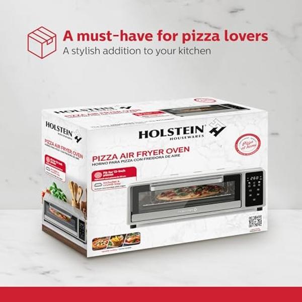 Holstein Housewares 12-Inch Pizza Air Fryer Oven – 600°F Countertop Convection Oven with Hot Air Technology for Baking, Frying & Roasting – Compact, Multi-Function, Energy-Efficien