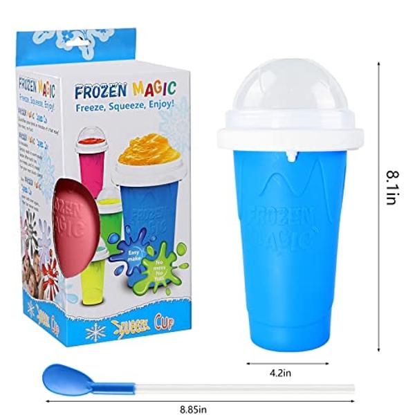 cdbz Slushy Cup Slushie Cups,Machine Slushy Maker Cup,Slushie Maker Squeeze Slushy Machines,Frozen Magic Slushy 2 Pack, Ice Cream Maker Cool Stuff for Juices and Drinks (BLUE+PINK)