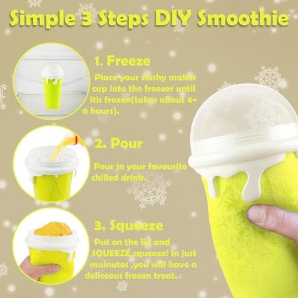 ROEDEER Large Slushie Cup 500ml,Frozen Magic Slushy Cup Maker,DIY Homemade Ice Cream,Milk Shake,Drinks Smoothie,Fruit Juice Slush Cup,Cool Stuff Gifts for Kids and Family - Yellow