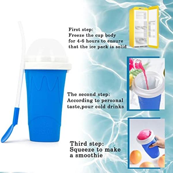 Slushy Maker Cup, Slushie Cup Maker, Milk Cola Juice Squeeze Cup, Magic Quick Freeze Cup, Cooling Cup, Smoothies Cup with Lids and Straws for All Age (green)