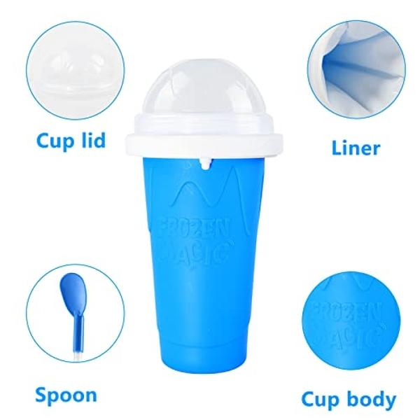 cdbz Slushy Cup Slushie Cups,Machine Slushy Maker Cup,Slushie Maker Squeeze Slushy Machines,Frozen Magic Slushy 2 Pack, Ice Cream Maker Cool Stuff for Juices and Drinks (BLUE+PINK)
