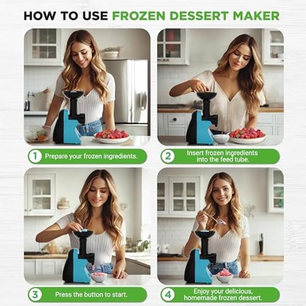 NutriChef Electric Frozen Fruit Dessert Maker - Fruit Sorbet Machine - Make Ice Cream, Dessert, Gelato, Smoothies, Slushies & Frozen Yogurt - Includes Food Plunger & Recipe Book - 