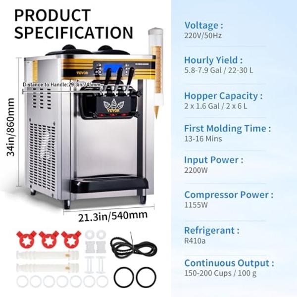Whynter Ice Cream Maker Machine Automatic 2.1 Qt. Upright with Built-In Compressor, LCD Digital Display & Timer, No Pre-Freezing, ICM-201SB, Stainless Steel