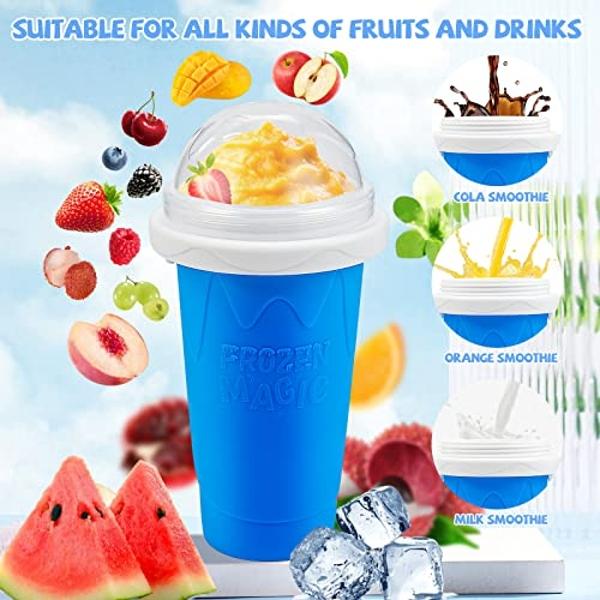 Slushy Maker Cup,Magic Quick Frozen Smoothies Cup, Portable Double Layer Slushy Maker Cup, Slushie Machine with Straw and Spoon, Ice Cream Maker Christmas Gifts for Family Kids and