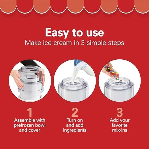 Hamilton Beach Electric Automatic Ice Cream Maker, Frozen Yogurt, Sorbet, Custard, 1.5 quart, White (68880)