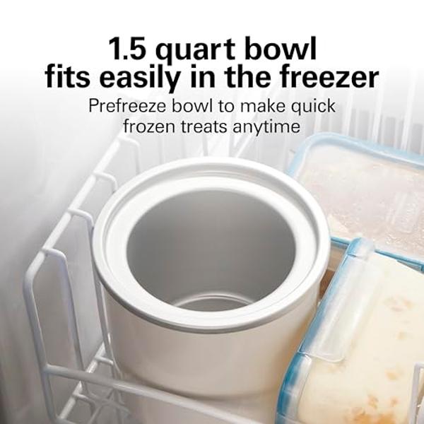 Hamilton Beach Electric Automatic Ice Cream Maker, Frozen Yogurt, Sorbet, Custard, 1.5 quart, White (68880)