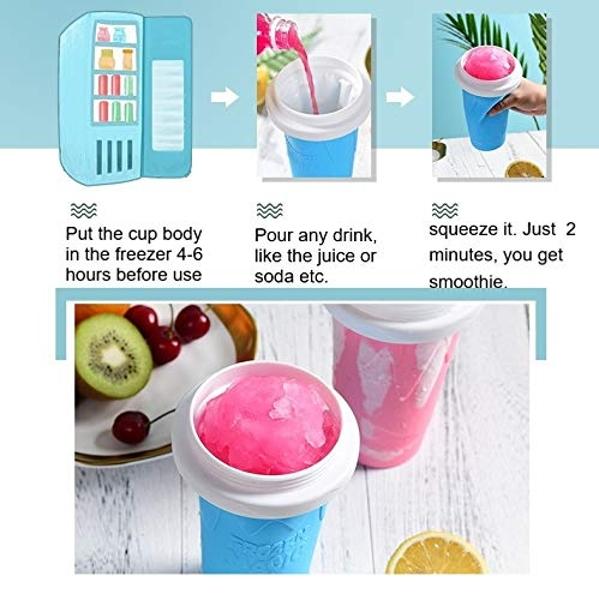 Tikapo® Slushy Maker Cup Tik Tok Stuff Slushie Maker Cup Slushie Ice Cream Maker Machine Frozen Magic Double Layers Slushie Squeeze Cup - Blue