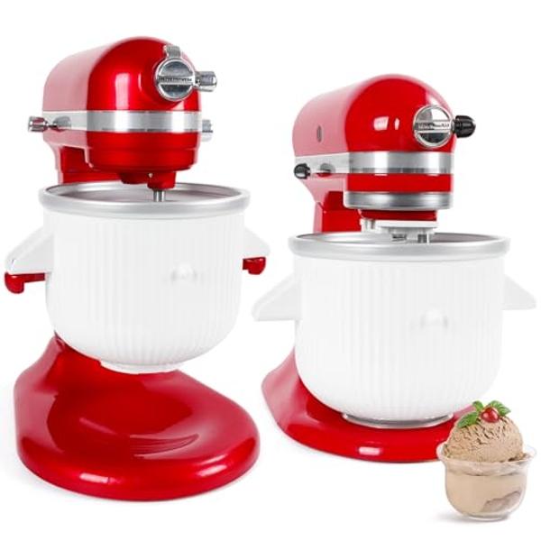 Gdrtwwh Ice Cream Attachment for Kitchenaid Stand Mixer,Ice Cream & Sorbet Gelato Maker,Fits Kitchenaid 4.5-5Qt Stand Mixer and 5-6-7Qt Bowl-Lift(Dishwasher Safe)