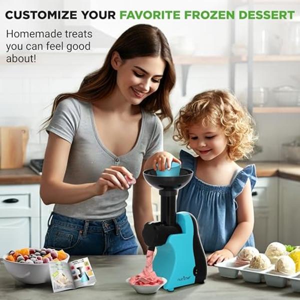 NutriChef Electric Frozen Fruit Dessert Maker - Fruit Sorbet Machine - Make Ice Cream, Dessert, Gelato, Smoothies, Slushies & Frozen Yogurt - Includes Food Plunger & Recipe Book - 