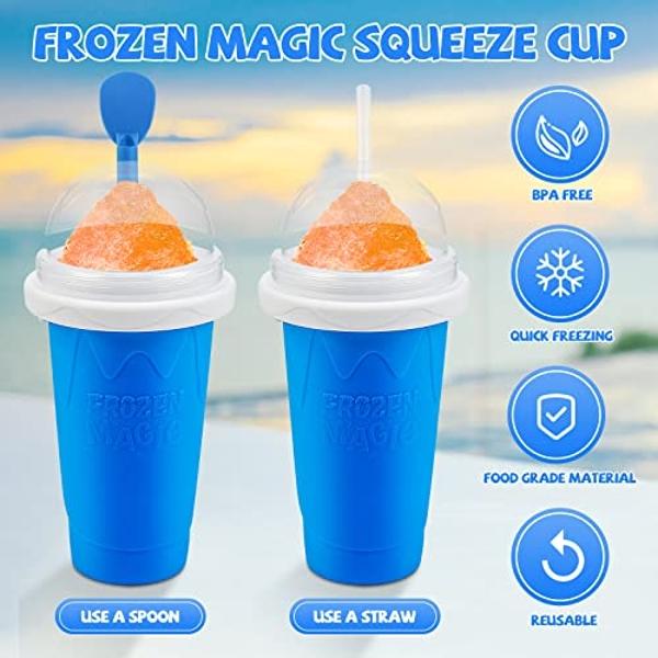 Slushy Maker Cup,Magic Quick Frozen Smoothies Cup, Portable Double Layer Slushy Maker Cup, Slushie Machine with Straw and Spoon, Ice Cream Maker Christmas Gifts for Family Kids and