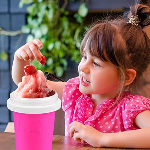 Slushy Maker Cup,Magic Quick Frozen Smoothies Cup, Portable Double Layer Slushy Maker Cup, Slushie Machine with Straw and Spoon, Ice Cream Maker Christmas Gifts for Family for Kids