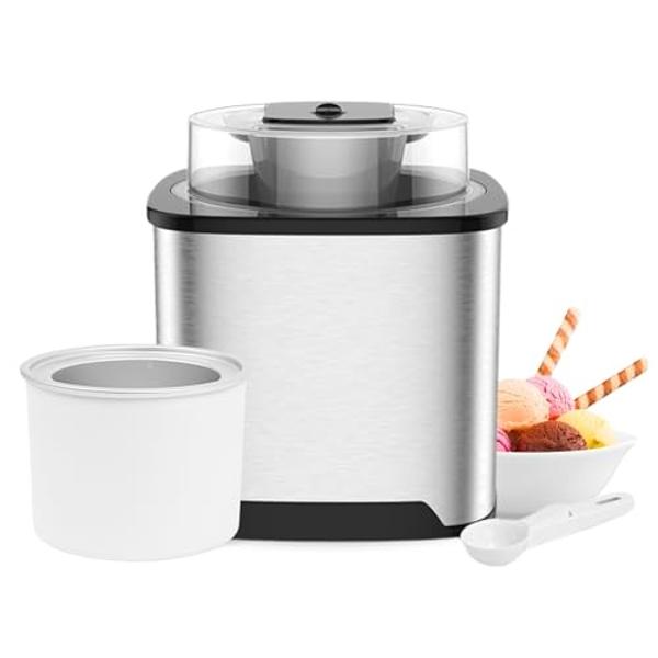 2 Qt Ice Cream Maker Machine - Personal Soft Serve Ice Cream Machine for Home - Use as Icecream Churner, Gelato Maker, Sorbet Maker & Frozen Yogurt Maker - Kitchen Appliances for F