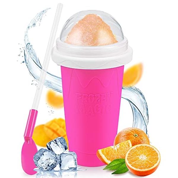 Slushy Maker Cup,Magic Quick Frozen Smoothies Cup, Portable Double Layer Slushy Maker Cup, Slushie Machine with Straw and Spoon, Ice Cream Maker Christmas Gifts for Family for Kids