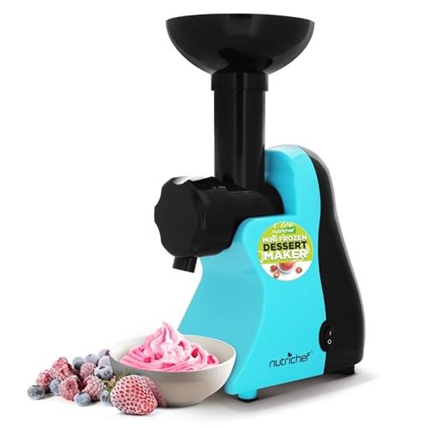 NutriChef Electric Frozen Fruit Dessert Maker - Fruit Sorbet Machine - Make Ice Cream, Dessert, Gelato, Smoothies, Slushies & Frozen Yogurt - Includes Food Plunger & Recipe Book - 
