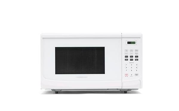 Farberware Countertop Microwave 900 Watts, 0.9 Cu. Ft. - Microwave Oven With LED Lighting and Child Lock - Perfect for Apartments and Dorms - Easy Clean Grey Interior, Retro White
