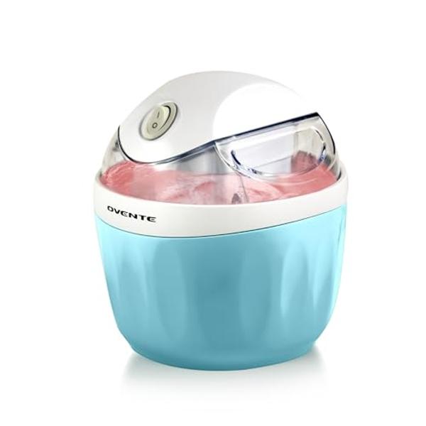 OVENTE Electric Ice Cream Maker with Easy-Lock Lid, 1QT Freezer Bowl for Healthy & Homemade Frozen Yogurt, Sorbet and Gelato, Mini Kitchen Appliance Ideal for Summer Desserts for K