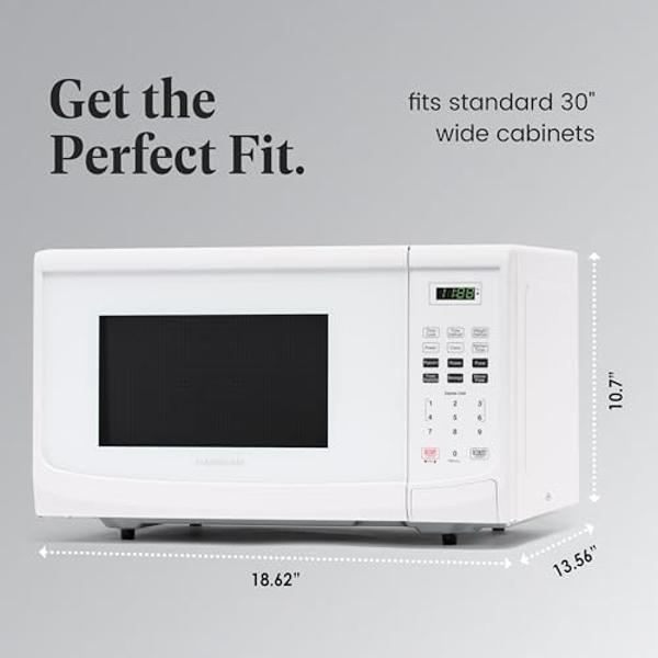 Farberware Countertop Microwave 900 Watts, 0.9 Cu. Ft. - Microwave Oven With LED Lighting and Child Lock - Perfect for Apartments and Dorms - Easy Clean Grey Interior, Retro White
