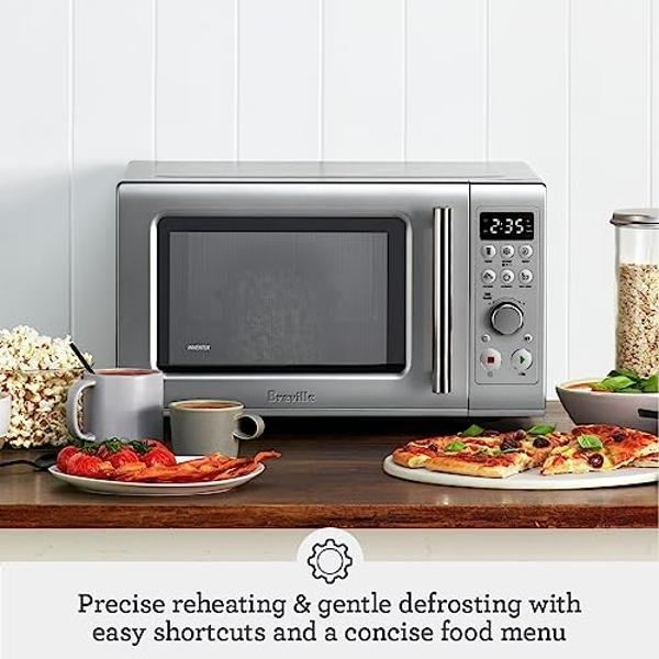 Breville BMO650SIL1BUC1 Compact Wave Soft Close Countertop Microwave Oven, Silver