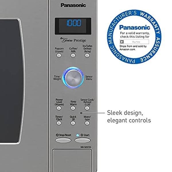 Panasonic Oven with Cyclonic Wave Inverter Technology, 1250W, 2.2 cu.ft. Countertop Microwave with Genius Sensor One-Touch Cooking – NN-SD975S (Stainless Steel/Silver), Stainless