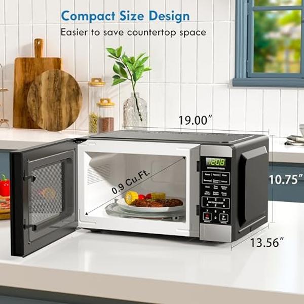 Kenmore KMCMWP09S2-09 Countertop Microwave 6 Auto-Preset Menus, Child Lock, Defrost & Express Cooking Features, 900 Watt, 0.9 Cu Ft, Stainless Steel