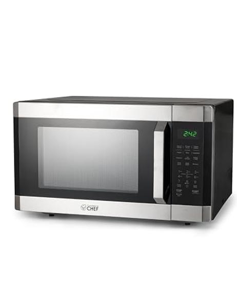Nostalgia Modern Retro Countertop Microwave Oven - 700-Watt - 0.7 cu ft - 12 Pre-Programmed Cooking Settings - Digital Clock - Kitchen Appliances - Black