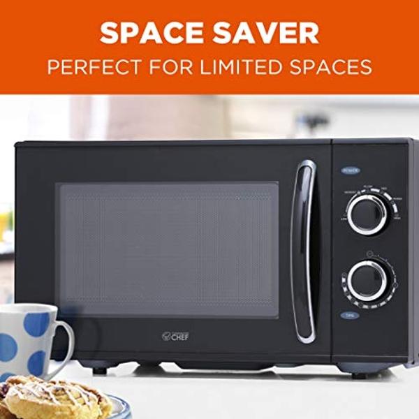 COMMERCIAL CHEF Rotary Dial Microwave with 6 Power Levels, Small Microwave with Pull Handle, 900W Countertop Microwave with Kitchen Timer, Microwave 0.9 Cu Ft with Rotary Dial Cont