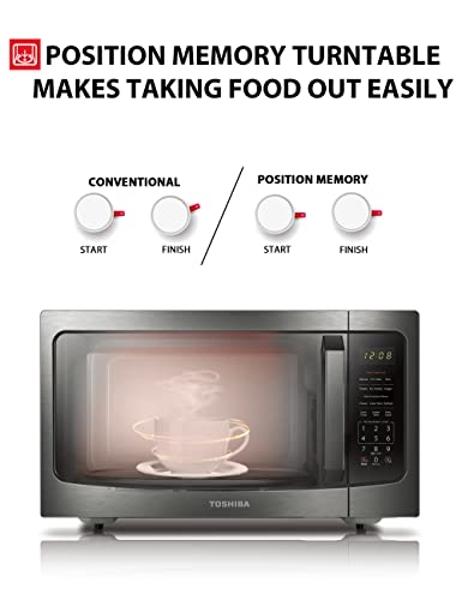 TOSHIBA ML-EM45P(BS) Countertop Microwave Oven with Smart Sensor and Position Memory Turntable, Function, 1.6 Cu.ft 13.6" Removable Black Stainless Steel, 1200W