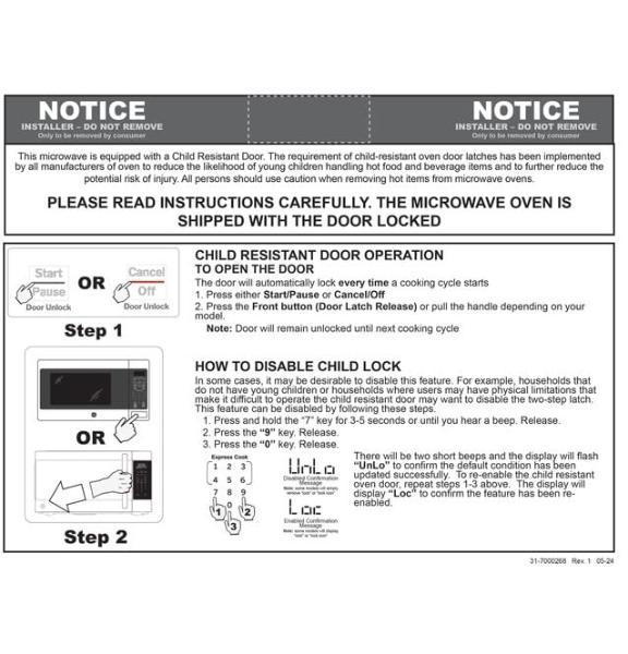 GE GCST10A1WSS 4-in-1 Microwave Oven, 1,050 Watts Air Fryer, Broiler & Convection Mode, Child-Lock Technology, Kitchen Essentials for The Countertop or Dorm Room, 1.0 Cu. Ft, Stain