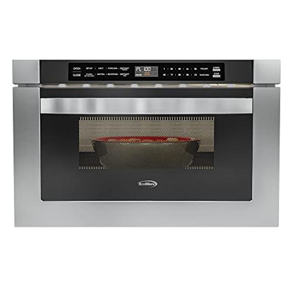 KoolMore KM-MD-1SS 24 Inch Stainless-Steel Microwave Drawer Capacity, 1000W Power with 10 Custom Cooking Levels, Memory, and Timer Functions, Wall-Mounted with Flat Bottom, 24 in/1