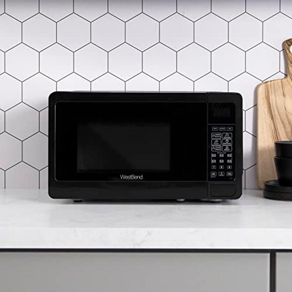 West Bend Microwave Oven 700-Watts Countertop Compact Footprint with 6 Pre Cooking Settings, Speed Defrost, Electronic Control Panel and Glass Turntable Perfect for Small Spaces, 0