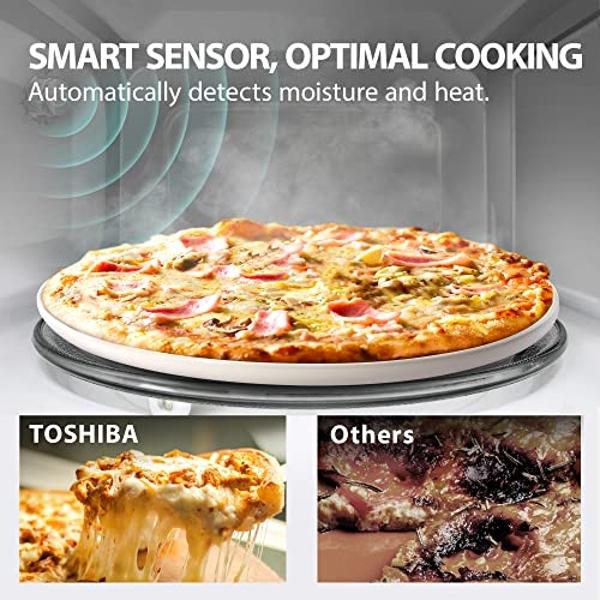 TOSHIBA ML-EM34P(SS) Smart Countertop Microwave, Sensor Reheat, Works With Alexa & Remote Control, Kitchen Essentials, Mute Function&ECO Mode, 1100W, 1.3 Cu Ft, With 12.4" Turntabl