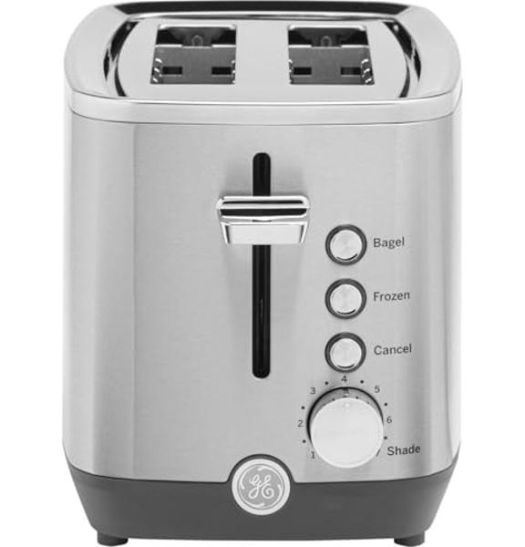 GE 2 Slice Stainless Steel Toaster, Extra Wide Slots for Toasting Bagels, Breads, Waffles & More, 7 Adjustable Shade Settings, Removable Crumb Tray, Countertop Kitchen Essentials, 