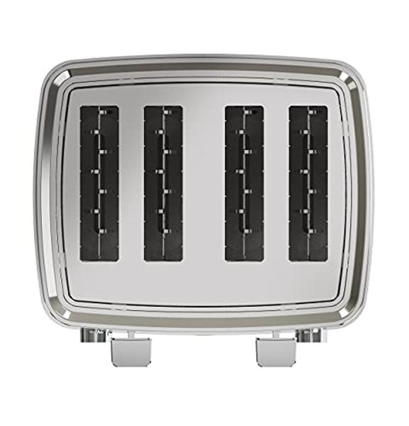 GE Stainless Steel 4 Slice Toaster | Extra Wide Slots for Bagels, Breads, Waffles & More | 7 Shade Options | Countertop Kitchen Essentials | 1500 watt