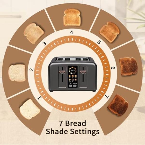 Amazon Basics 2 Slice Toaster, Stainless Steel, With 6 Browning Settings, Extra Wide Slots For Bagels and Special Breads, Removable Easy-to-Clean Crumb Tray, Cancel Button, 800W, B