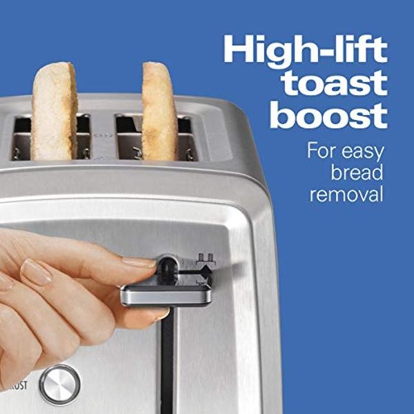 Hamilton Beach 2 Slice Toaster with Extra-Wide Slots, Bagel Setting, Toast Boost, Slide-Out Crumb Tray, Auto-Shutoff & Cancel Button, Digital with Defrost Function, Stainless Steel