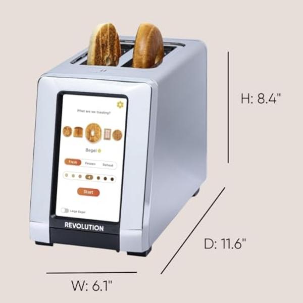 Revolution R180 Connect Smart Toaster + Toastie Press Bundle – Touchscreen, 2-Slice Wide Slot, InstaGLO Tech – Toast Bread, Bagels, Waffles, Muffins, Tortillas, Pastries – Stainles