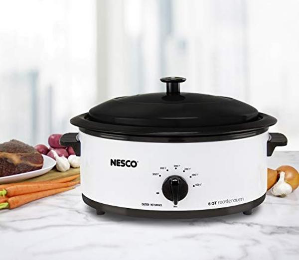 Nesco 4816-14 Porcelain Roaster Oven, 6 quart, White