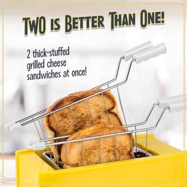 Nostalgia Grilled Cheese Toaster with Easy-Clean Toaster Baskets and Adjustable Toasting Dial with Wide Slots
