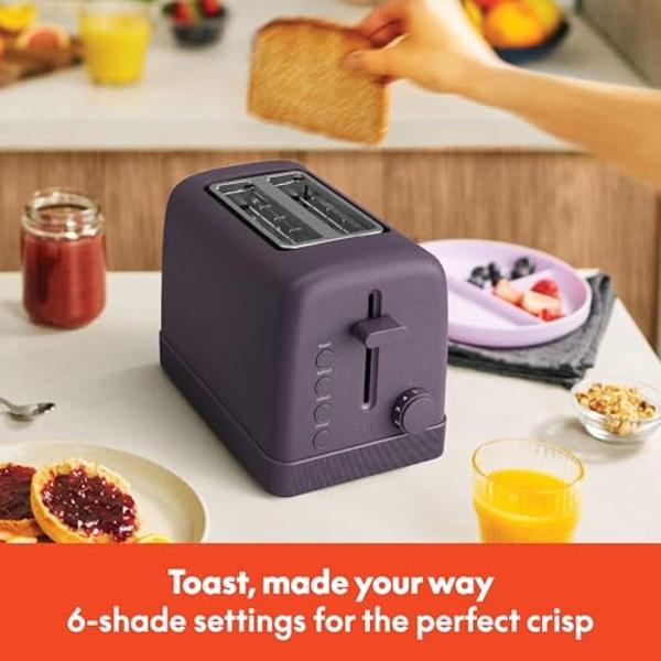 OVENTE Electric 2 Slice Toaster Machine with 6-Shade Browning Selector Setting, Compact Design and Removable Crumb Tray, 700W Power Perfect for Toasting Bread, Thin Bagels and Waff