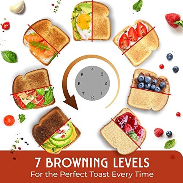 GE 2 Slice Stainless Steel Toaster, Extra Wide Slots for Toasting Bagels, Breads, Waffles & More, 7 Adjustable Shade Settings, Removable Crumb Tray, Countertop Kitchen Essentials, 