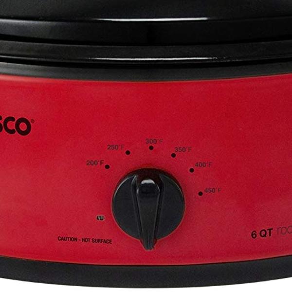 NESCO 4816-12, Roaster Oven with Porcelain Cookwell, Red, 6 quart, 750 watts