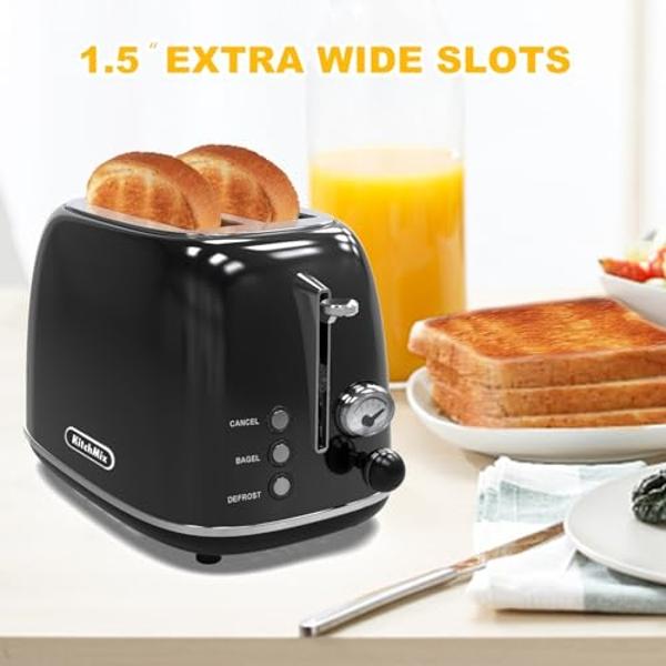 Hamilton Beach 2 Slice Extra Wide Slot Toaster with Bagel & Defrost Settings, Shade Selector, Toast Boost, Auto Shutoff, Black & Stainless Steel (22633)