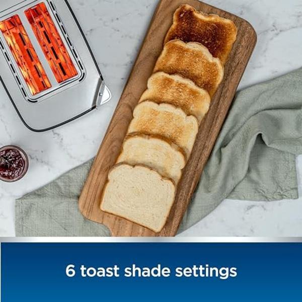 Oster 4 Slice Touchscreen Toaster, Digital Countdown Timer, 6 Shade Settings, Easy Touch Technology, Bagel/Reheat/Frozen Modes, Stainless Steel